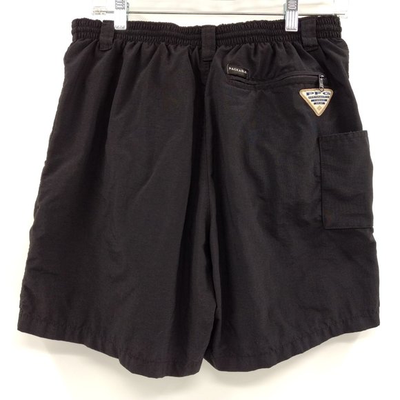COLUMBIA PFG Swim Trunks Men's S Black Nylon‎ Packable Lined Logo Pocket - Picture 2 of 14